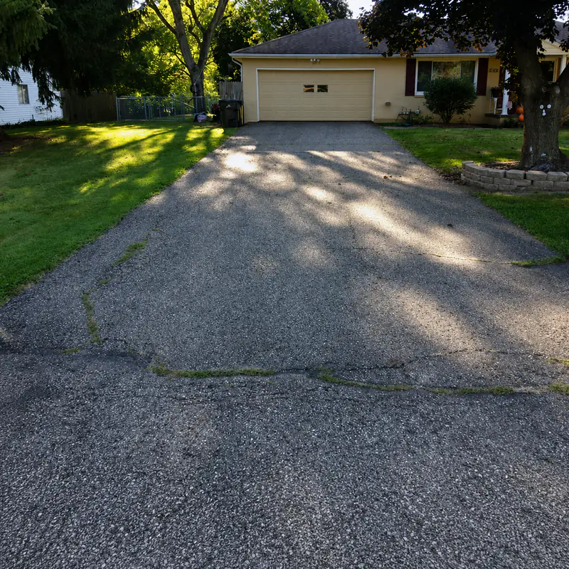 Broken asphalt surface