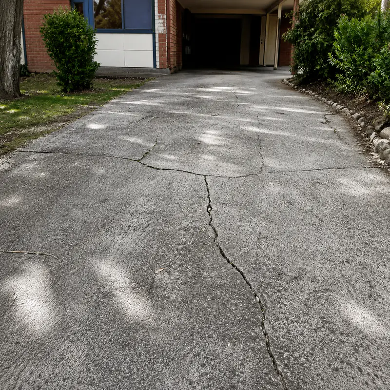 Concrete driveway before resurfacing