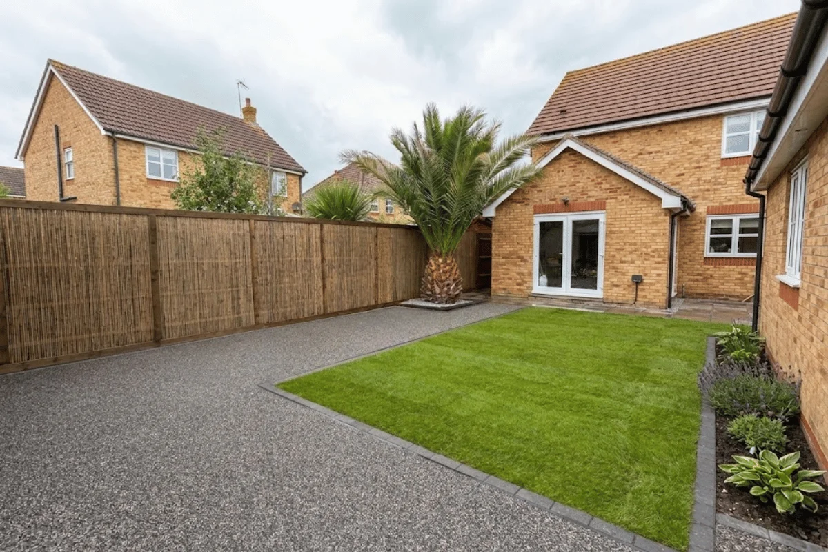After resurfacing: completed stone driveway