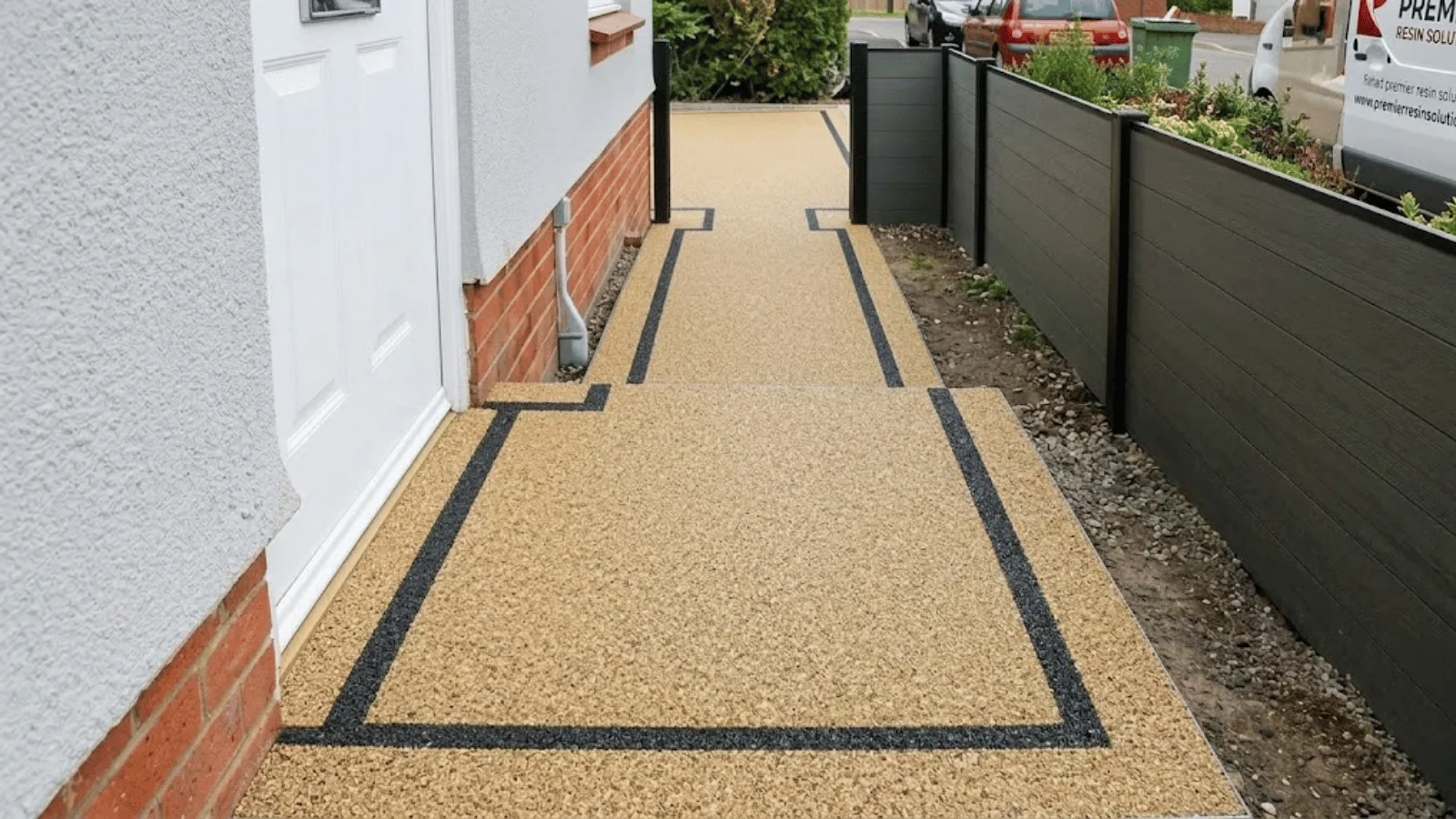 Pathway resurfacing design with clear edging and flow