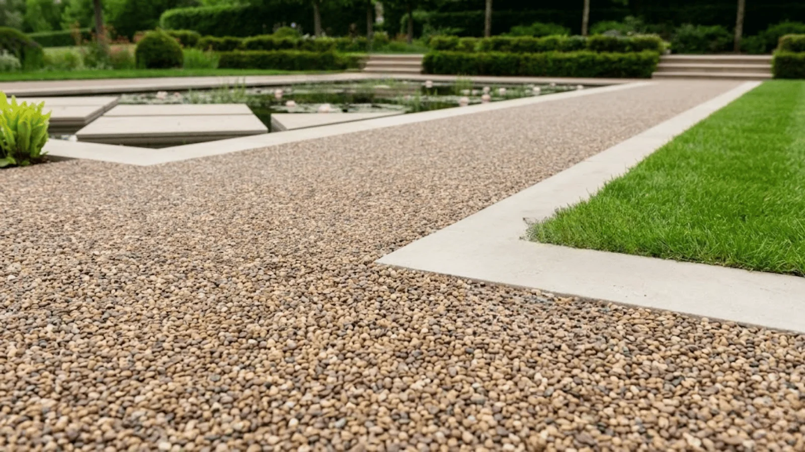 Rear garden pathway transition into entertaining area