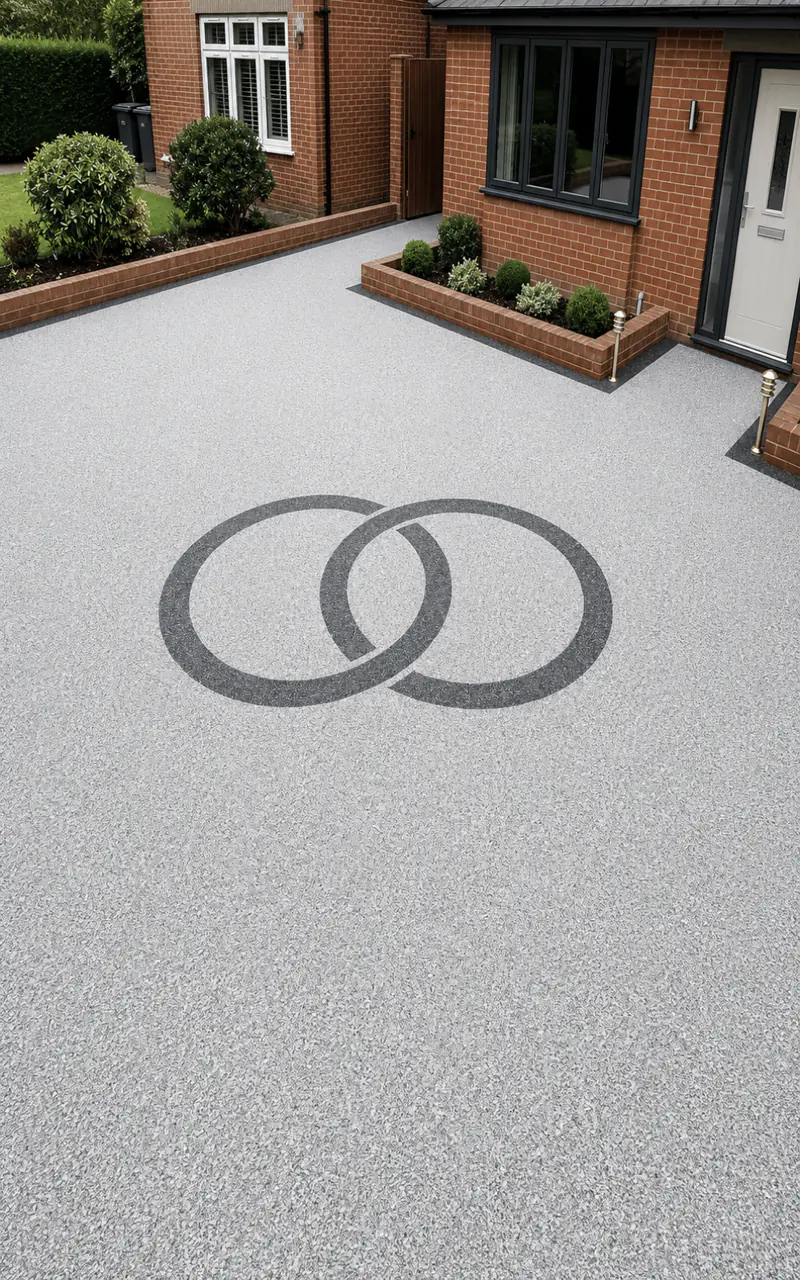 Custom resin-bound border and surface design