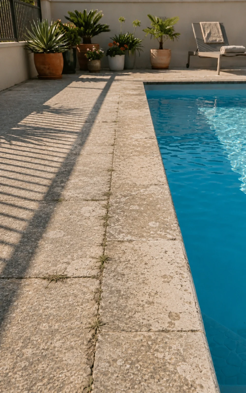 Worn pool surrounds before Gorilla Surfaces resurfacing